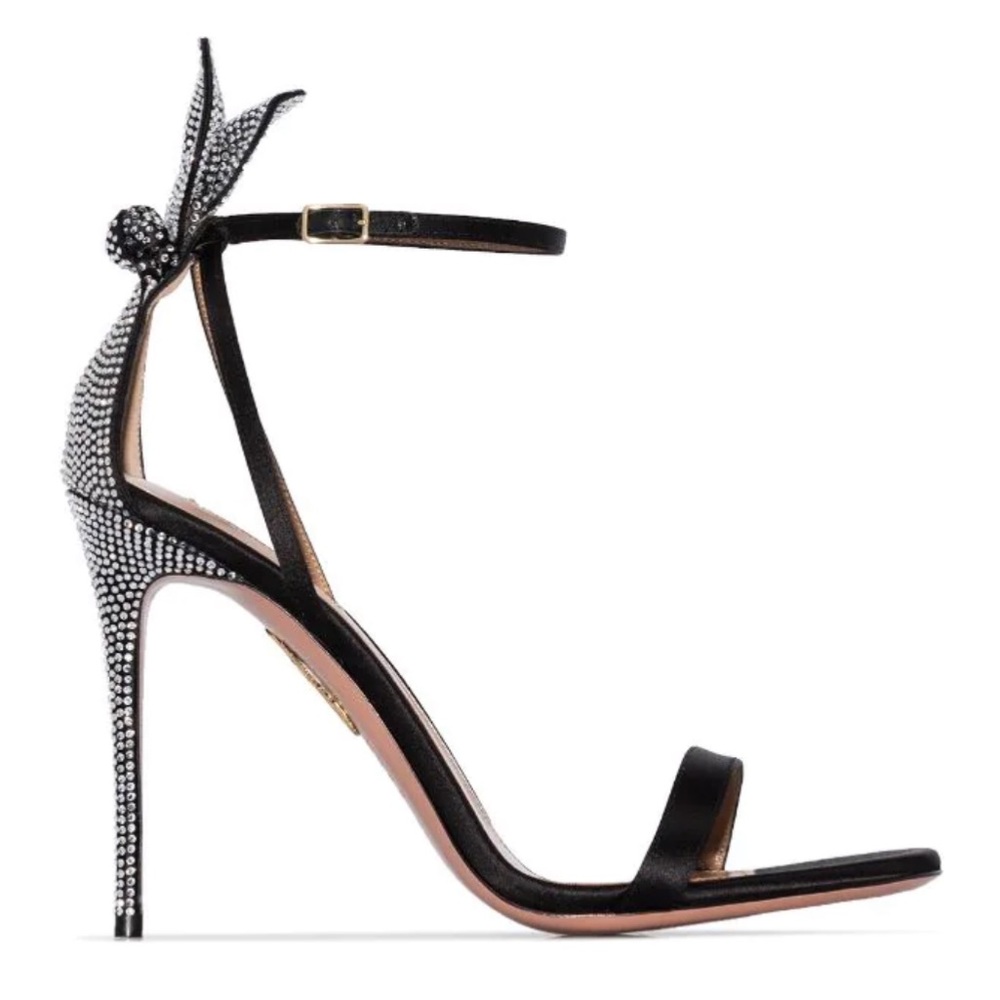 Aquazzura Sz 8 BowTie 75mm crystal-embellished sandals-Worn 1x for 3 hours!!!